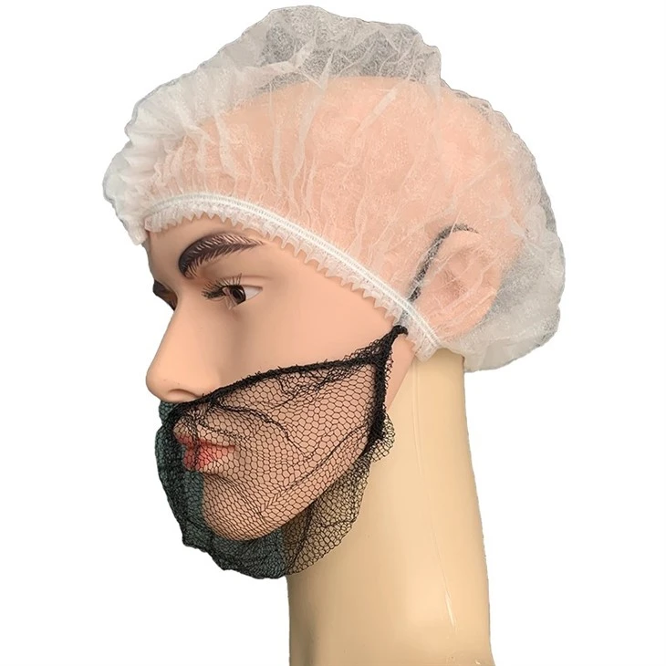 Disposable Nylon Beard Nets Black Beard Guard Elastic Headloop Beard Cover For Food Facilities